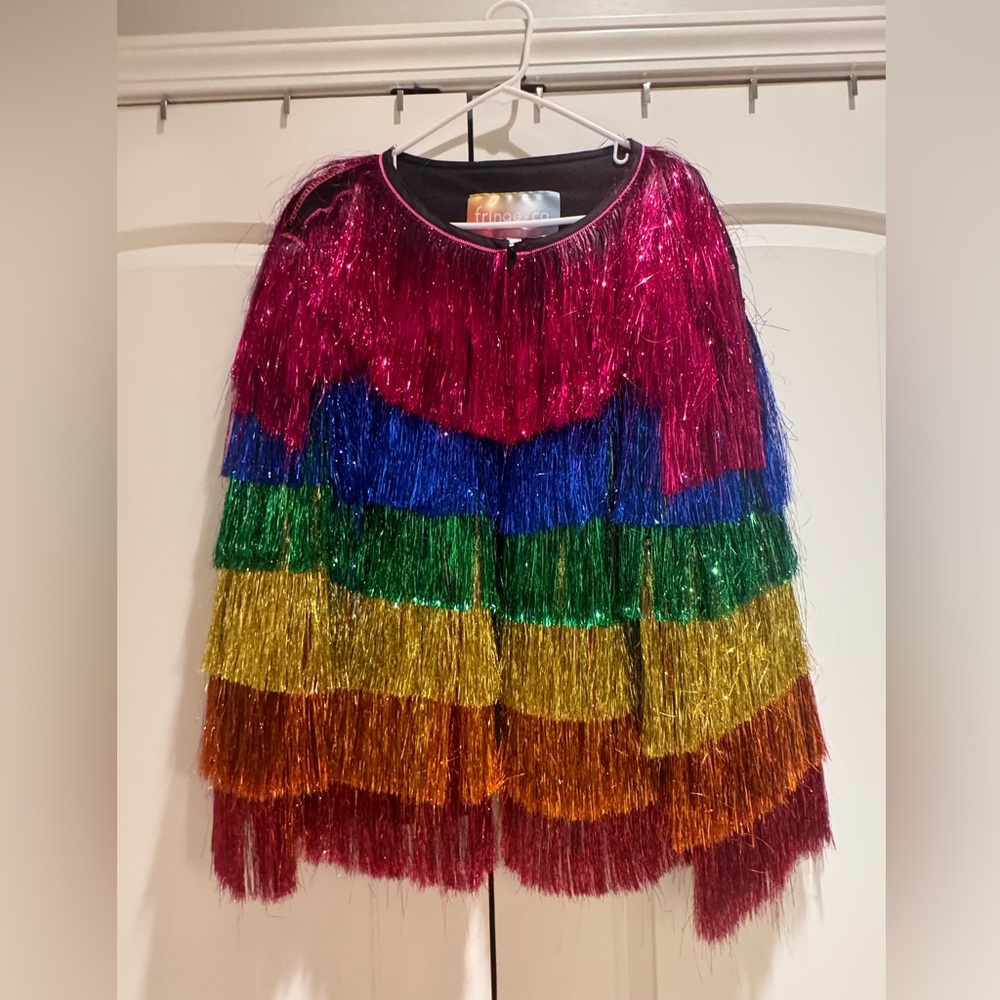 Fringe + Co rainbow tinsel jacket, size XXL